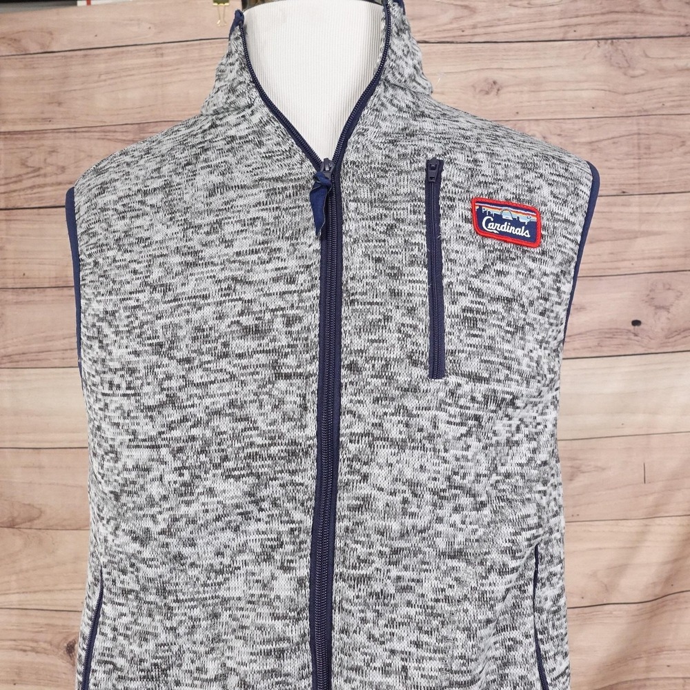 St Louis Cardinals Vest Adult Medium Gray Baseball Full Zip Fleece SGA Giveaway